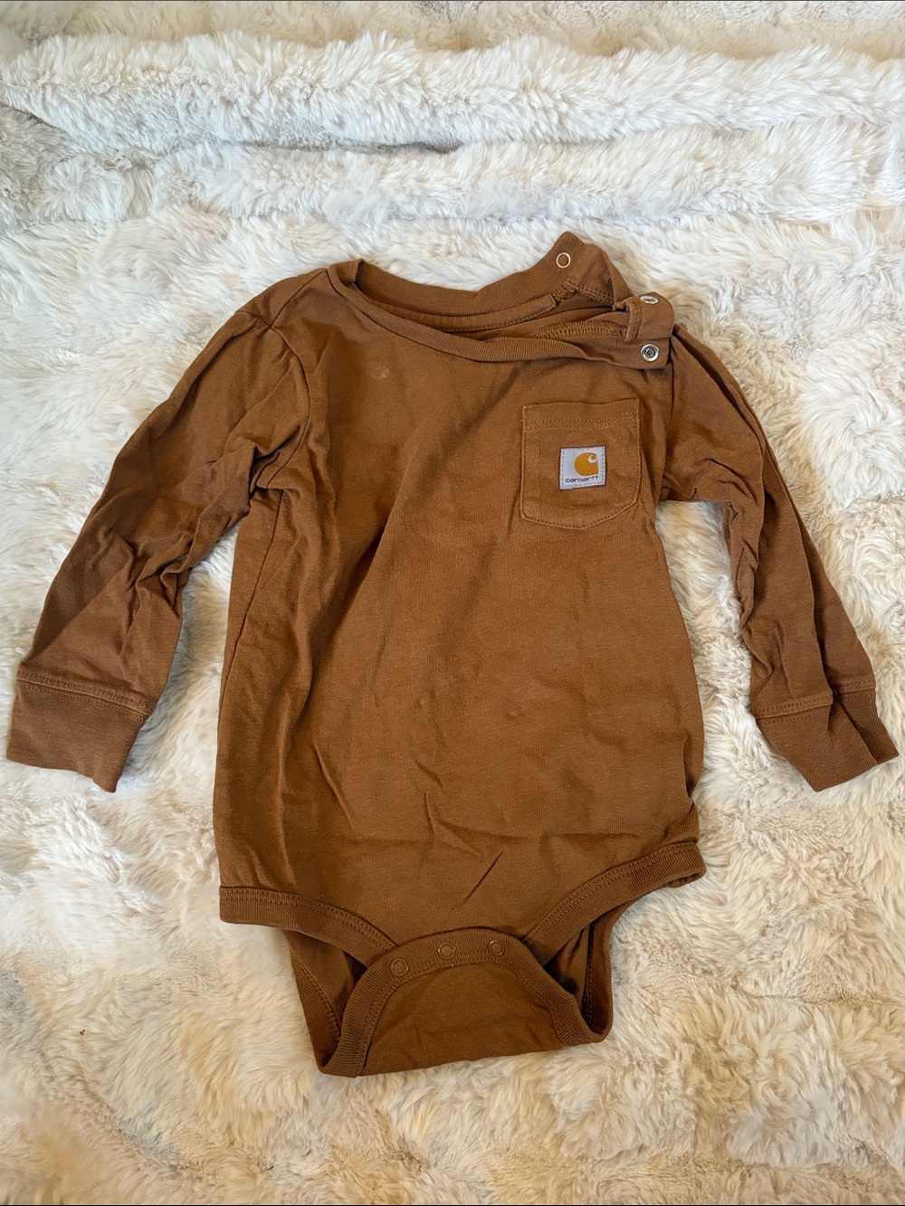 Carhartt Brown Baby Long-Sleeve Bodysuit with Chest Pocket